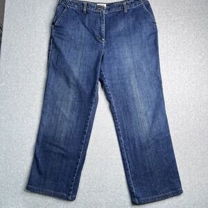 Talbots Stretch Jeans Women's 18 (36x28) Med Blue Slash Pocket Rear Pocket Flap